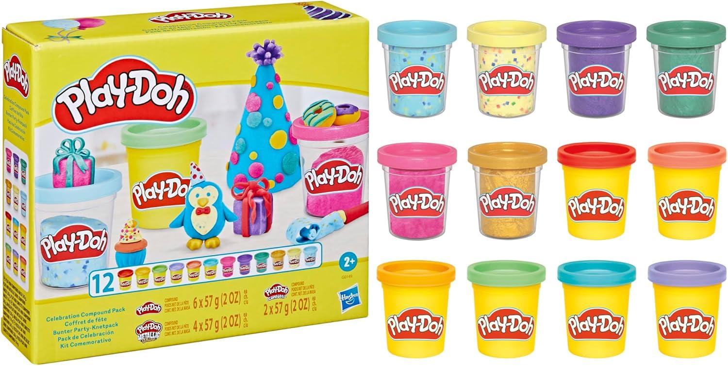 imagePlayDoh 12 Pack Celebration Compound Includes Confetti ampamp Metallic Shine Assort Colors Back to School Gifts Prizes ampamp Party Favors Kids Arts ampamp Crafts Preschool Toys Ages 3