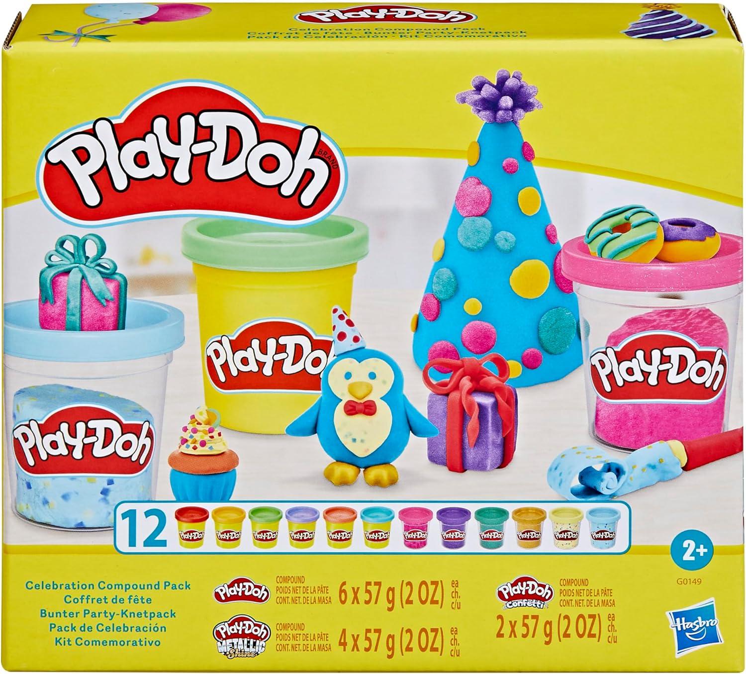 imagePlayDoh 12 Pack Celebration Compound Includes Confetti ampamp Metallic Shine Assort Colors Back to School Gifts Prizes ampamp Party Favors Kids Arts ampamp Crafts Preschool Toys Ages 3