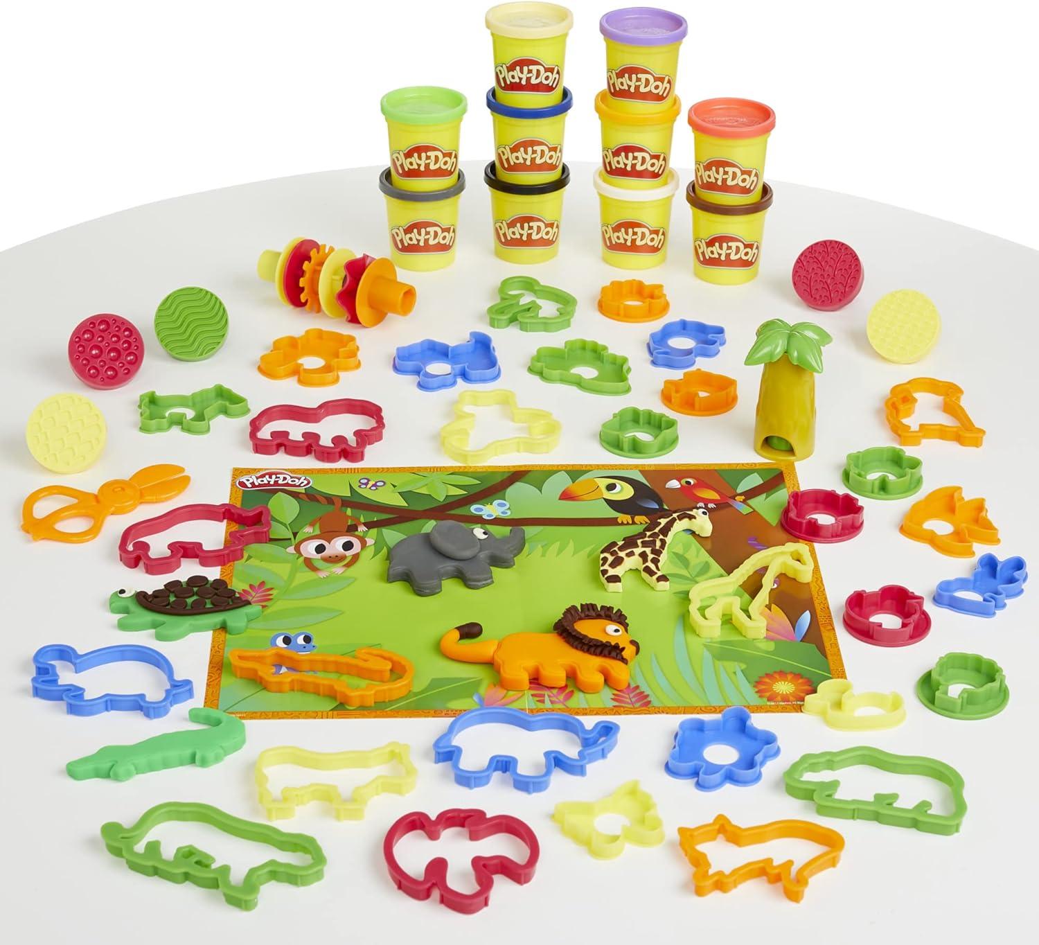 imagePlayDoh Animal Adventure Set Arts and Crafts Toys for 3 Year Old Girls ampamp Boys 45 Tools 10 Cans Amazon Exclusive