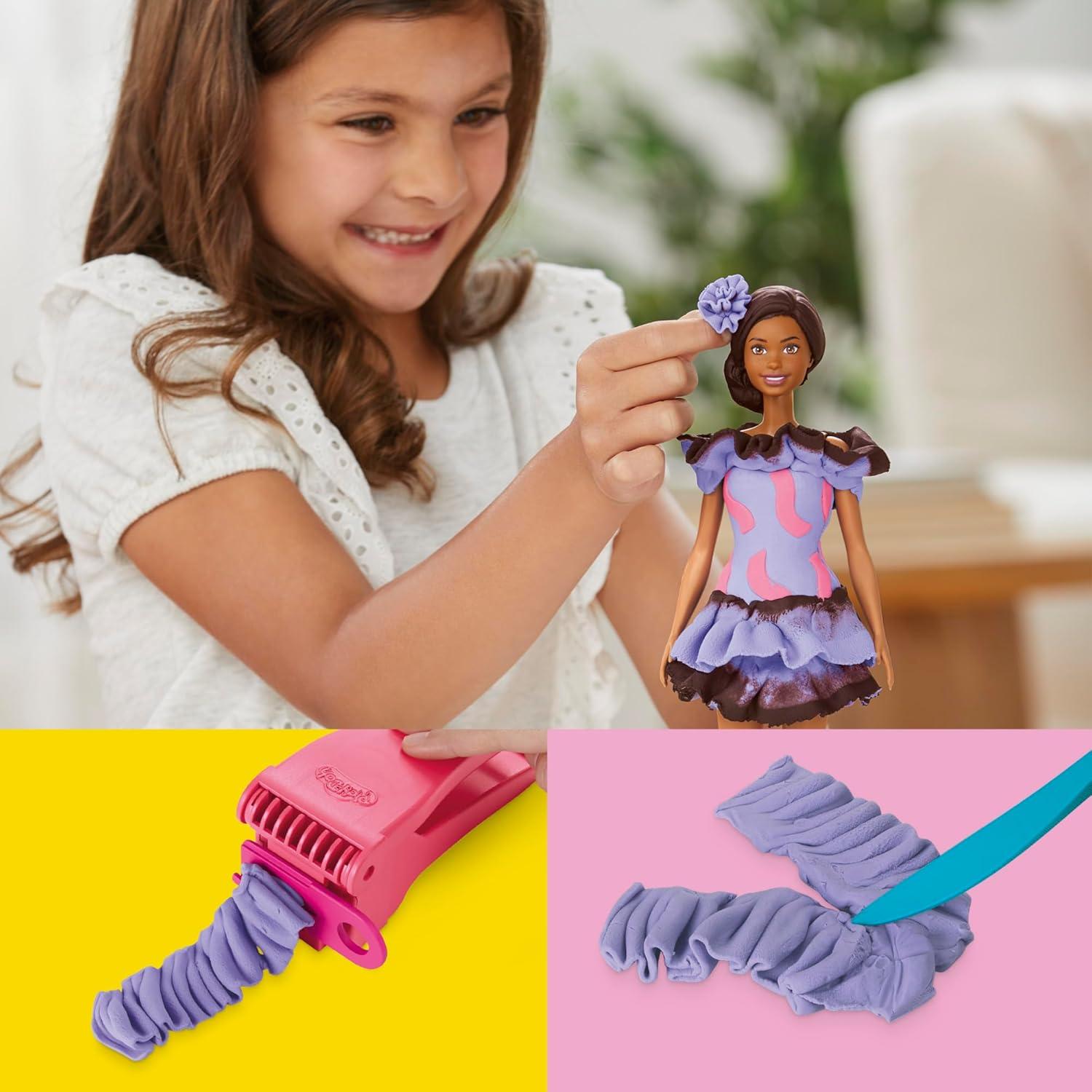 imagePlayDoh Barbie Fashionista Ruffles Set Make Doll Clothes with Modeling Compound ampamp 10 Fashion Accessories Arts ampamp Crafts for Girls ampamp Boys Kids Christmas Gifts 5