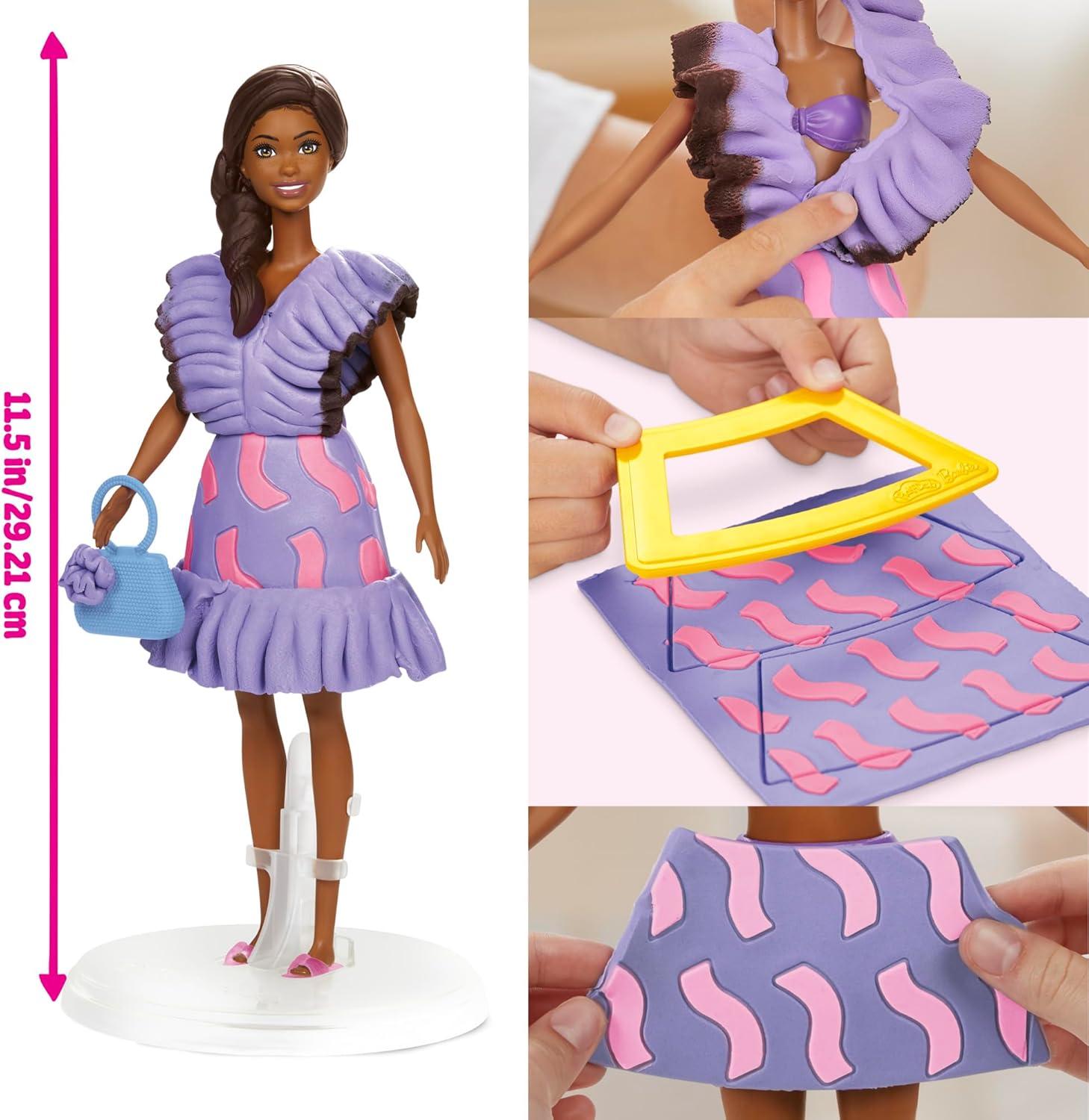 imagePlayDoh Barbie Fashionista Ruffles Set Make Doll Clothes with Modeling Compound ampamp 10 Fashion Accessories Arts ampamp Crafts for Girls ampamp Boys Kids Christmas Gifts 5