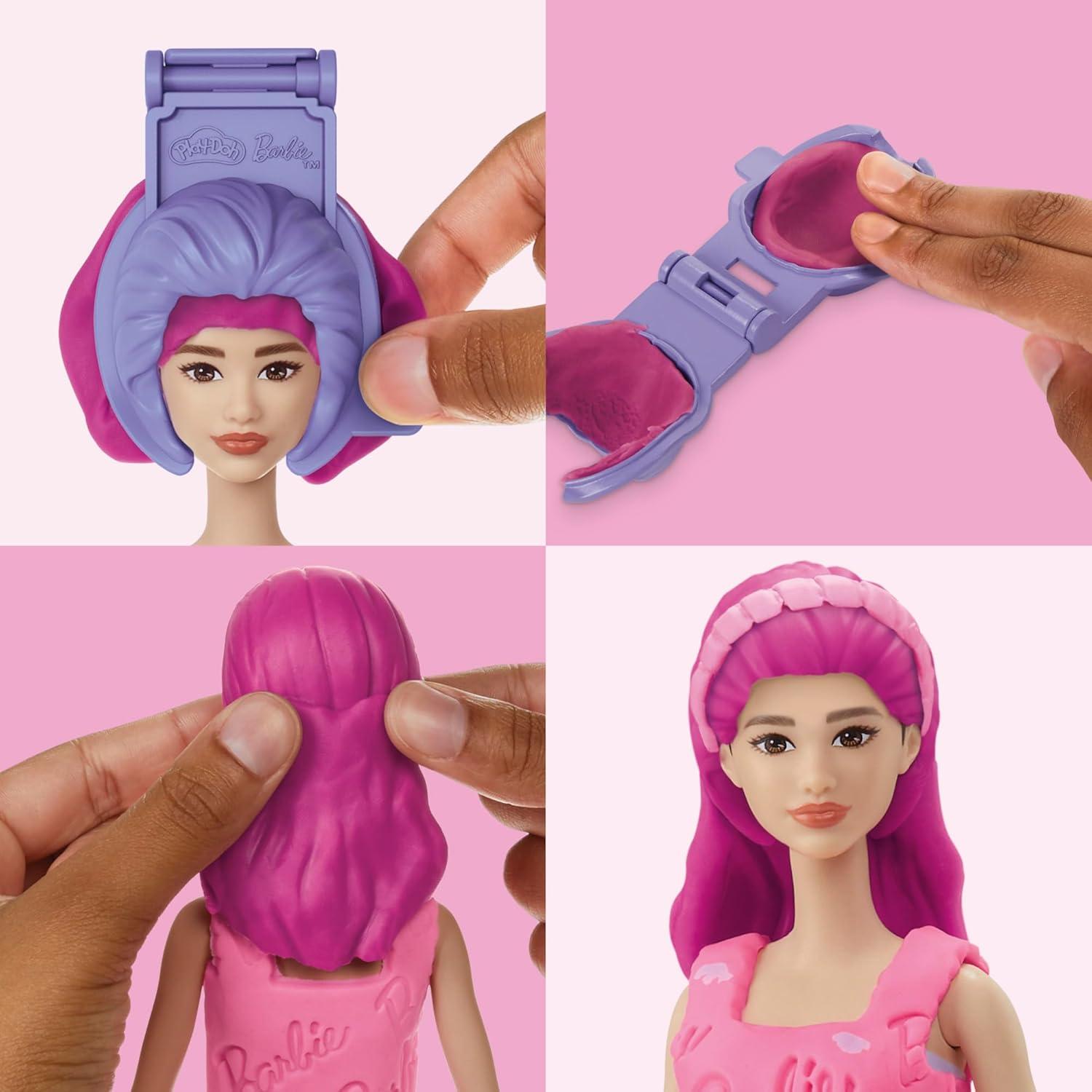 imagePlayDoh Barbie Hearts and Hair Set Make Doll Clothes with Modeling Compound ampamp 10 Fashion Accessories Arts ampamp Crafts for Girls ampamp Boys Kids 5