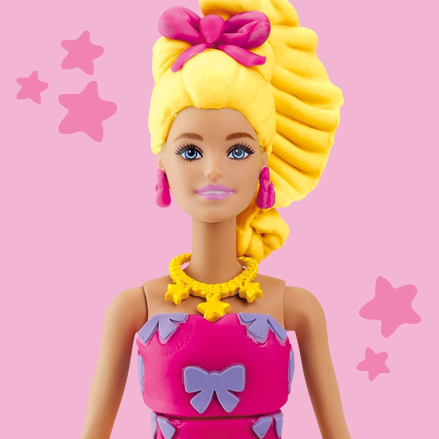 imagePlayDoh Barbie Ruffles and Bows Set Make Doll Clothes with Modeling Compound ampamp 9 Fashion Accessories Arts ampamp Crafts for Girls ampamp Boys Kids 5