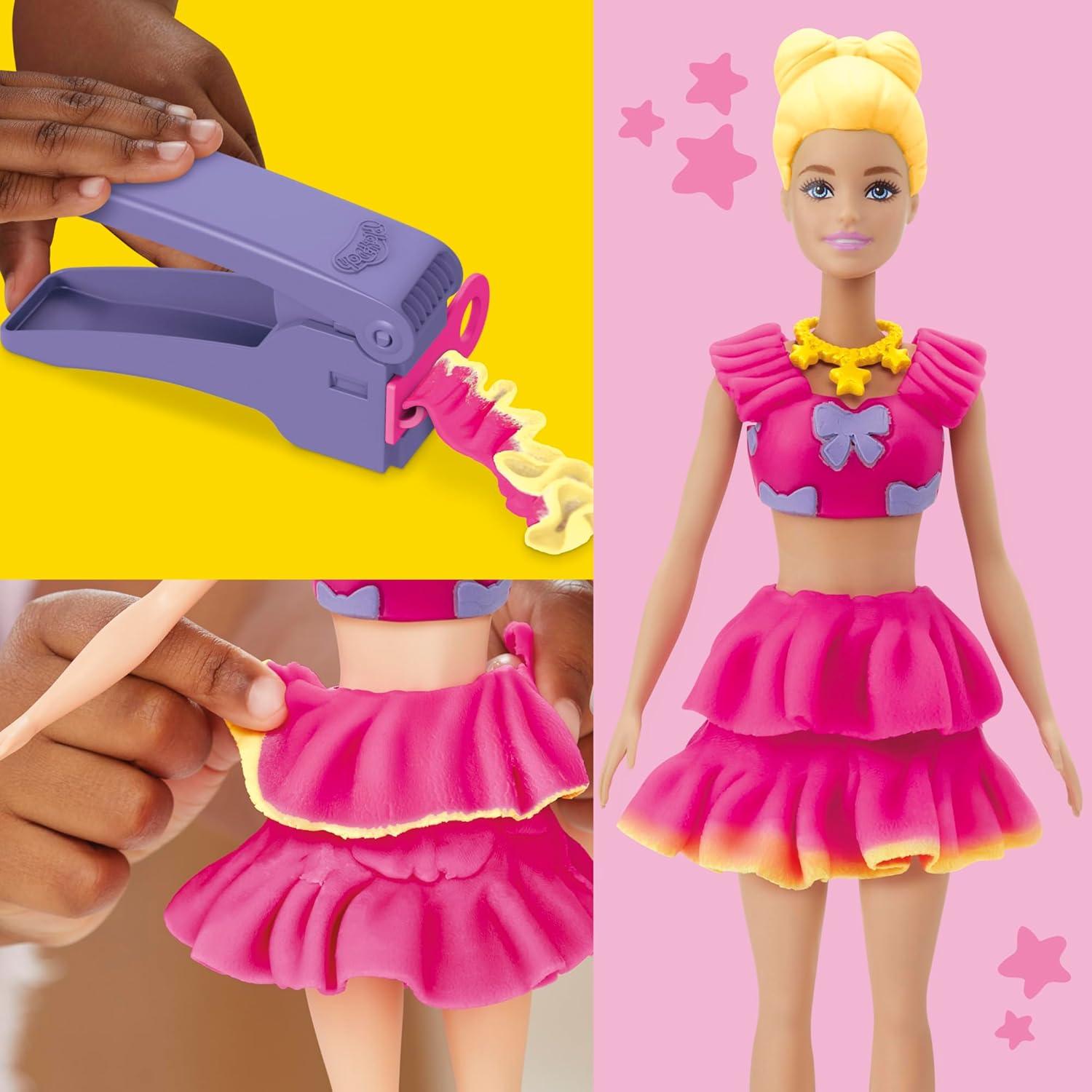 imagePlayDoh Barbie Ruffles and Bows Set Make Doll Clothes with Modeling Compound ampamp 9 Fashion Accessories Arts ampamp Crafts for Girls ampamp Boys Kids 5