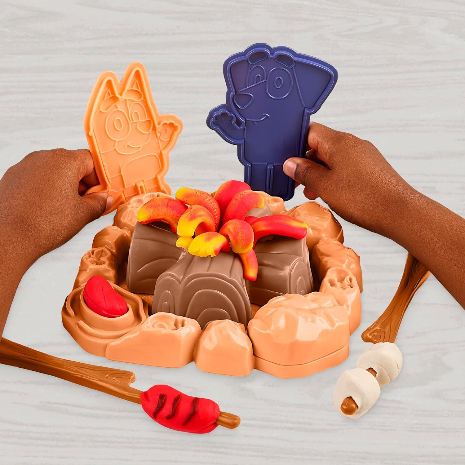 imagePlayDoh Bluey Goes Camping Playset with Campfire Themed Tools Kids Arts and Crafts Toys for Girls and Boys 3 Years ampamp Up Amazon Exclusive