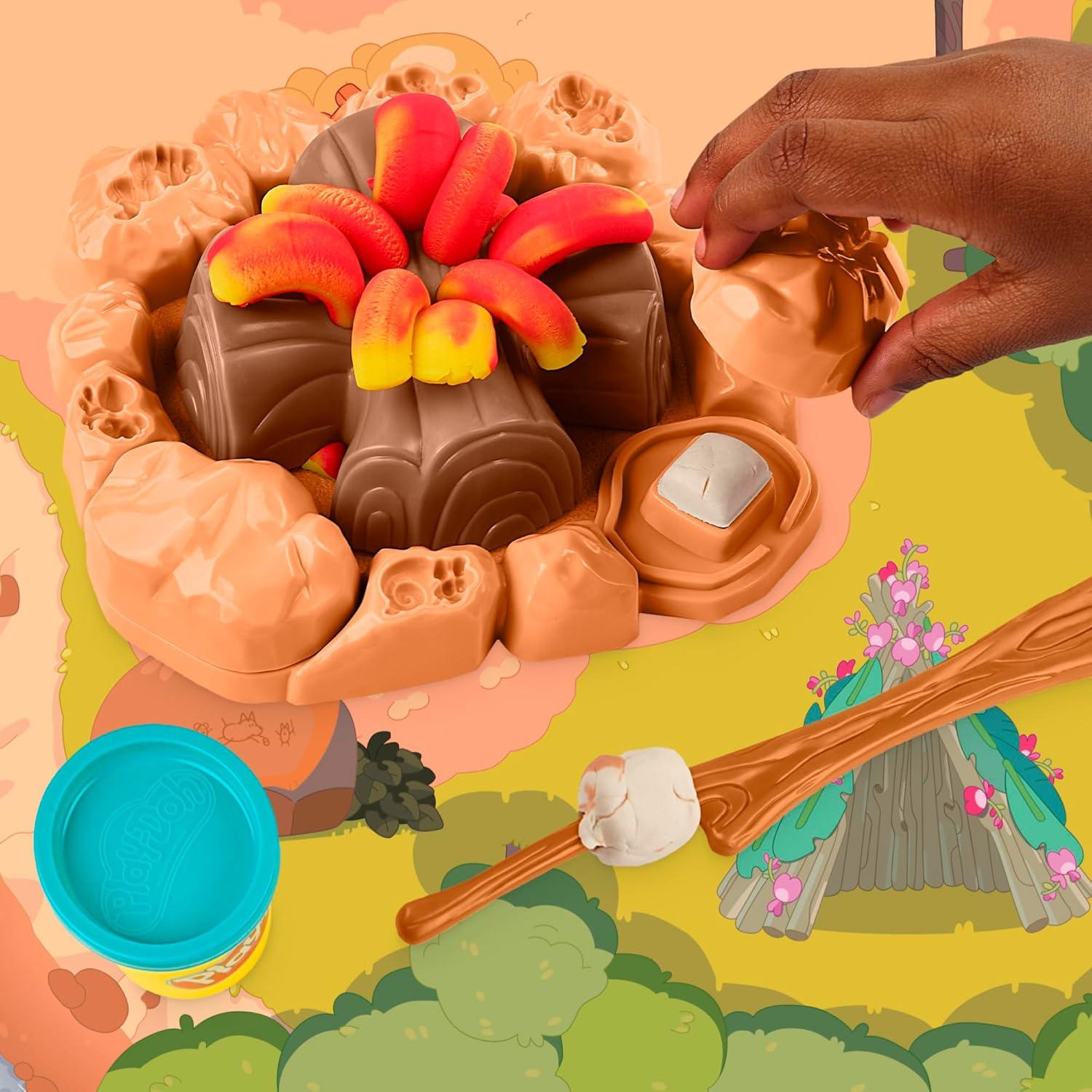 imagePlayDoh Bluey Goes Camping Playset with Campfire Themed Tools Kids Arts and Crafts Toys for Girls and Boys 3 Years ampamp Up Amazon Exclusive
