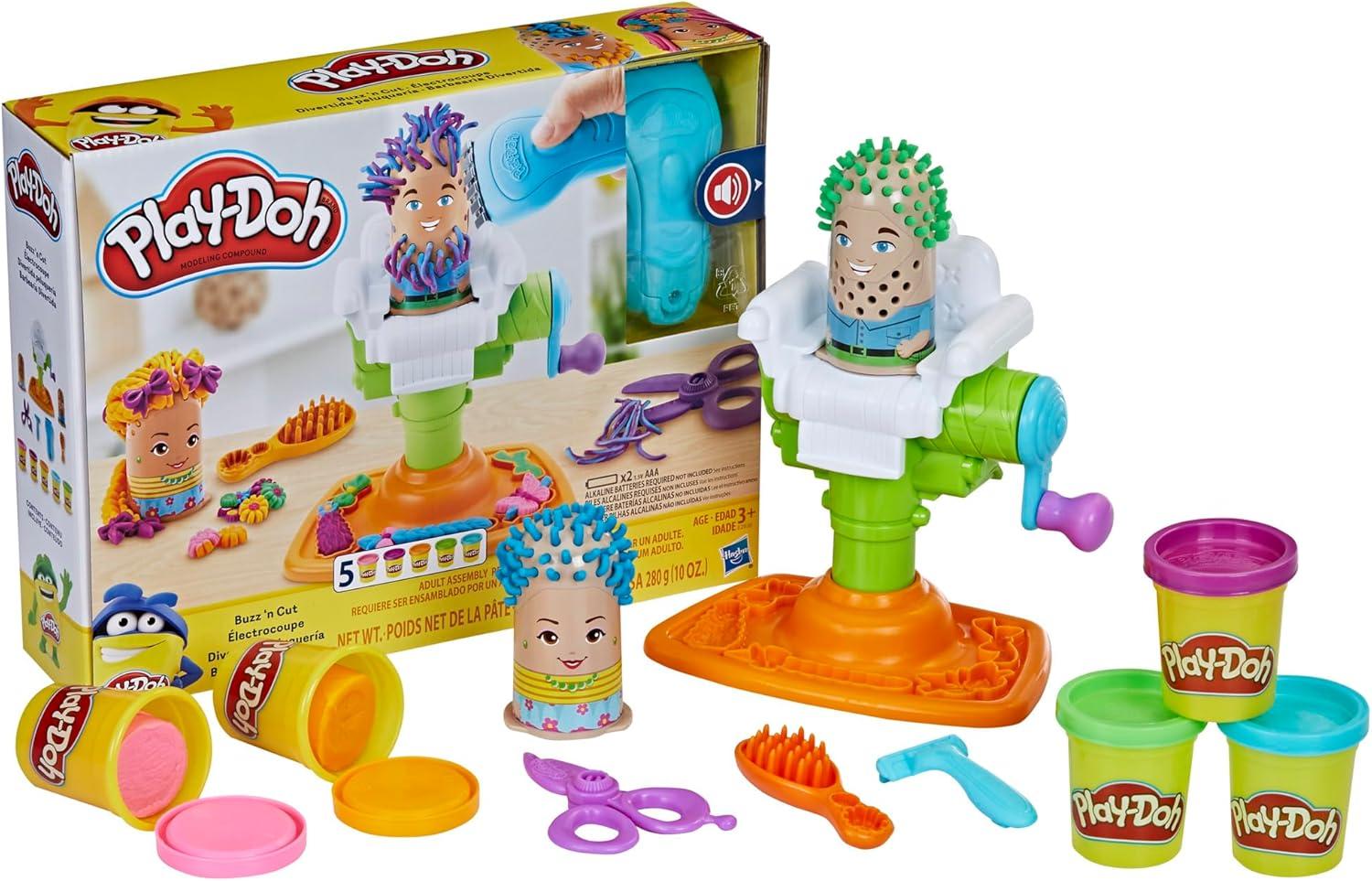 imagePlayDoh Buzz n Cut Fuzzy Pumper Barber Shop Set Electric Buzzer 5 Colors of 2Ounce Cans Preschool Toys Christmas Gifts Girls ampamp Boys Ages 3 Amazon ExclusiveToy