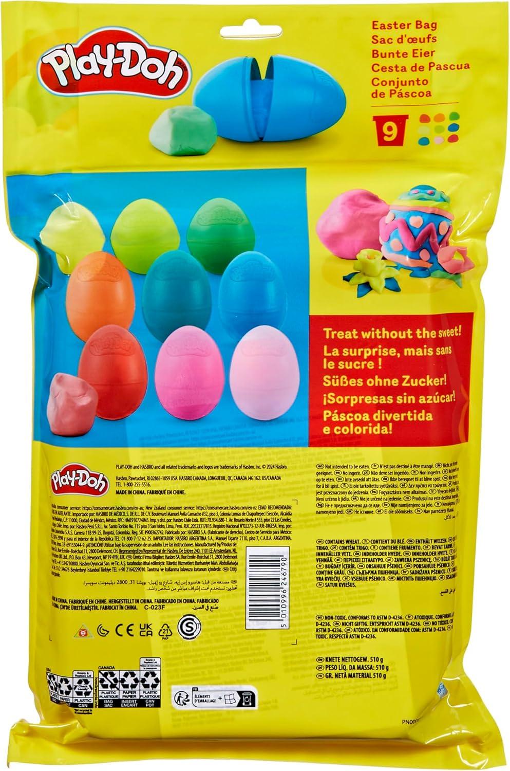 imagePlayDoh Easter Eggs Bag 9 Pack 2 Ounces Each Assorted Colors Preschool Crafts for Kids 2 Years and Up Easter Basket Toys