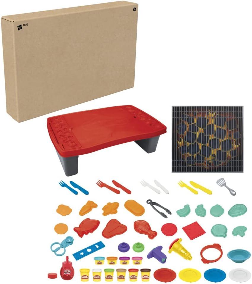 imagePlayDoh Kitchen Creations Big Grill Playset 40Piece BBQ Toy for Kids 3 Years and Up with NonToxic Drizzle and 10 Colors Amazon Exclusive