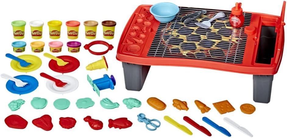 imagePlayDoh Kitchen Creations Big Grill Playset 40Piece BBQ Toy for Kids 3 Years and Up with NonToxic Drizzle and 10 Colors Amazon Exclusive