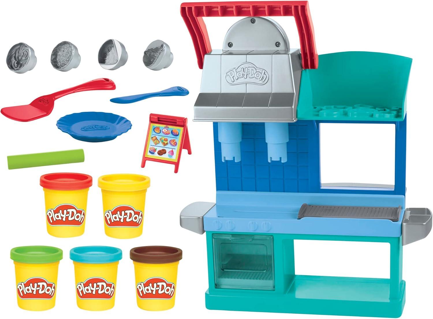 imagePlayDoh Kitchen Creations Busy Chefs Restaurant Playset 2Sided Play Kitchen Set Preschool Cooking Toys Kids Arts ampamp Crafts Ages 3