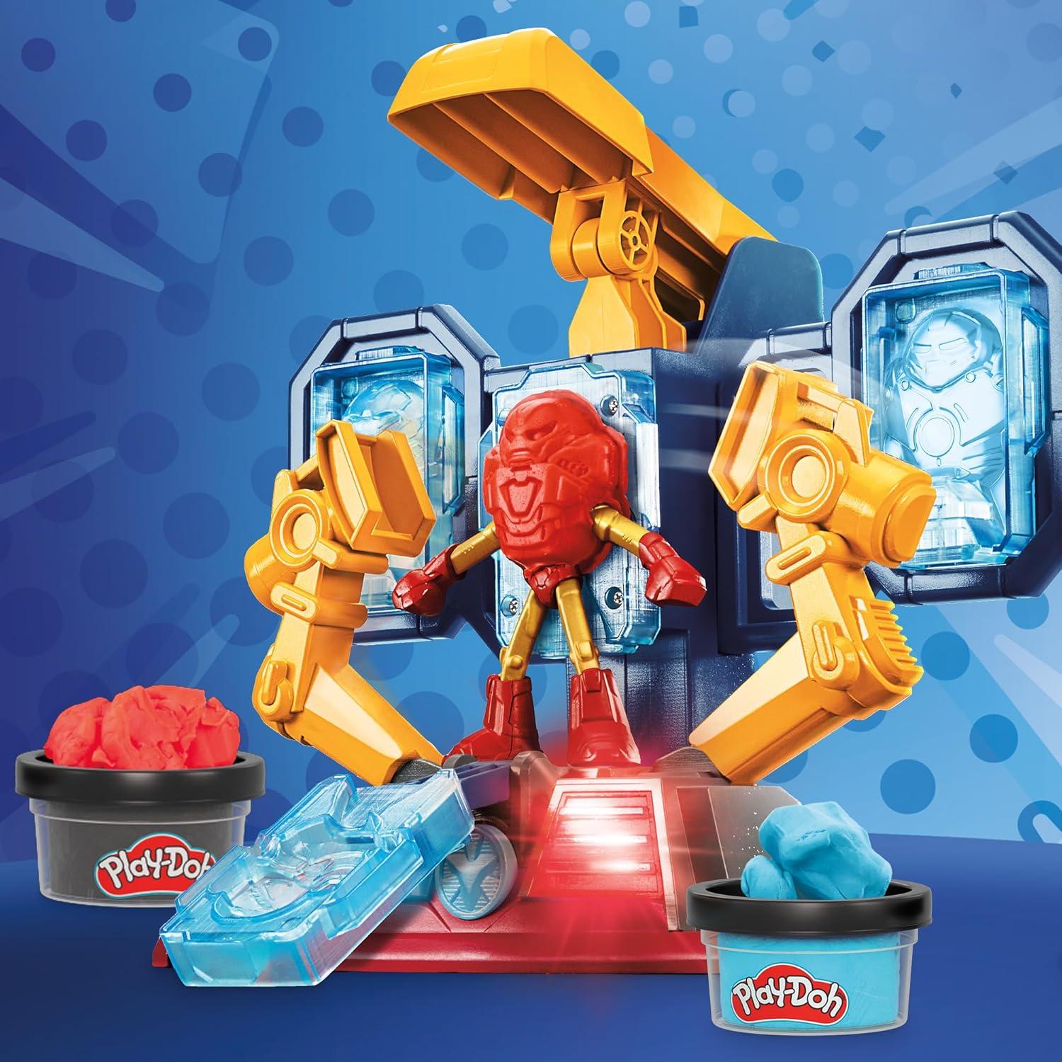 imagePlayDoh Marvel Iron Man Armor Maker Lab Playset with Lights and Sounds Customizable Action Figure Imagination Toys for Boys and Girls 4 and Up