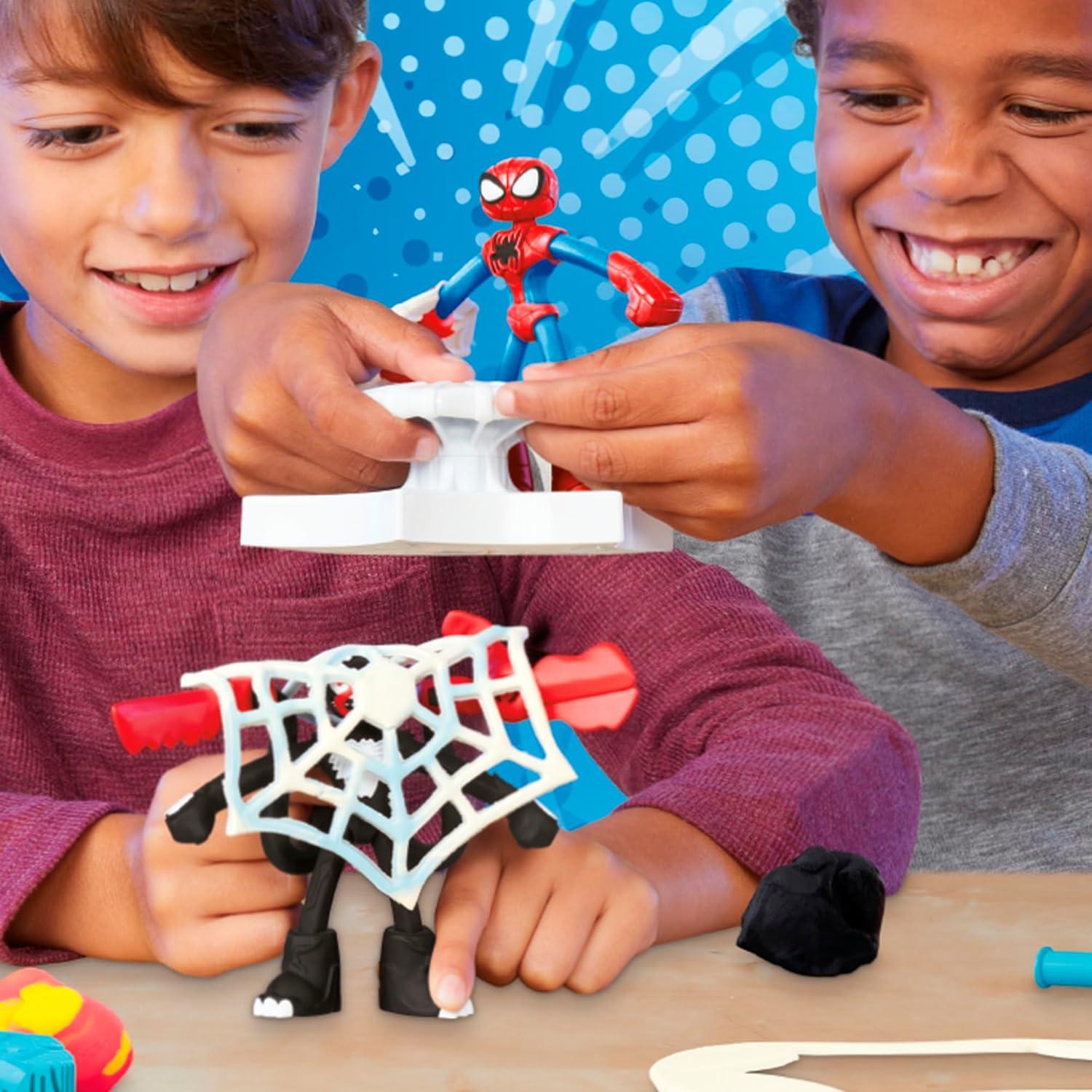 imagePlayDoh Marvel SpiderMan Launch ampamp Slice Battle Playset with 2 Bendy Action Figures and 7 Accessories Imagination Toys for Boys ampamp Girls 4 Years ampamp Up