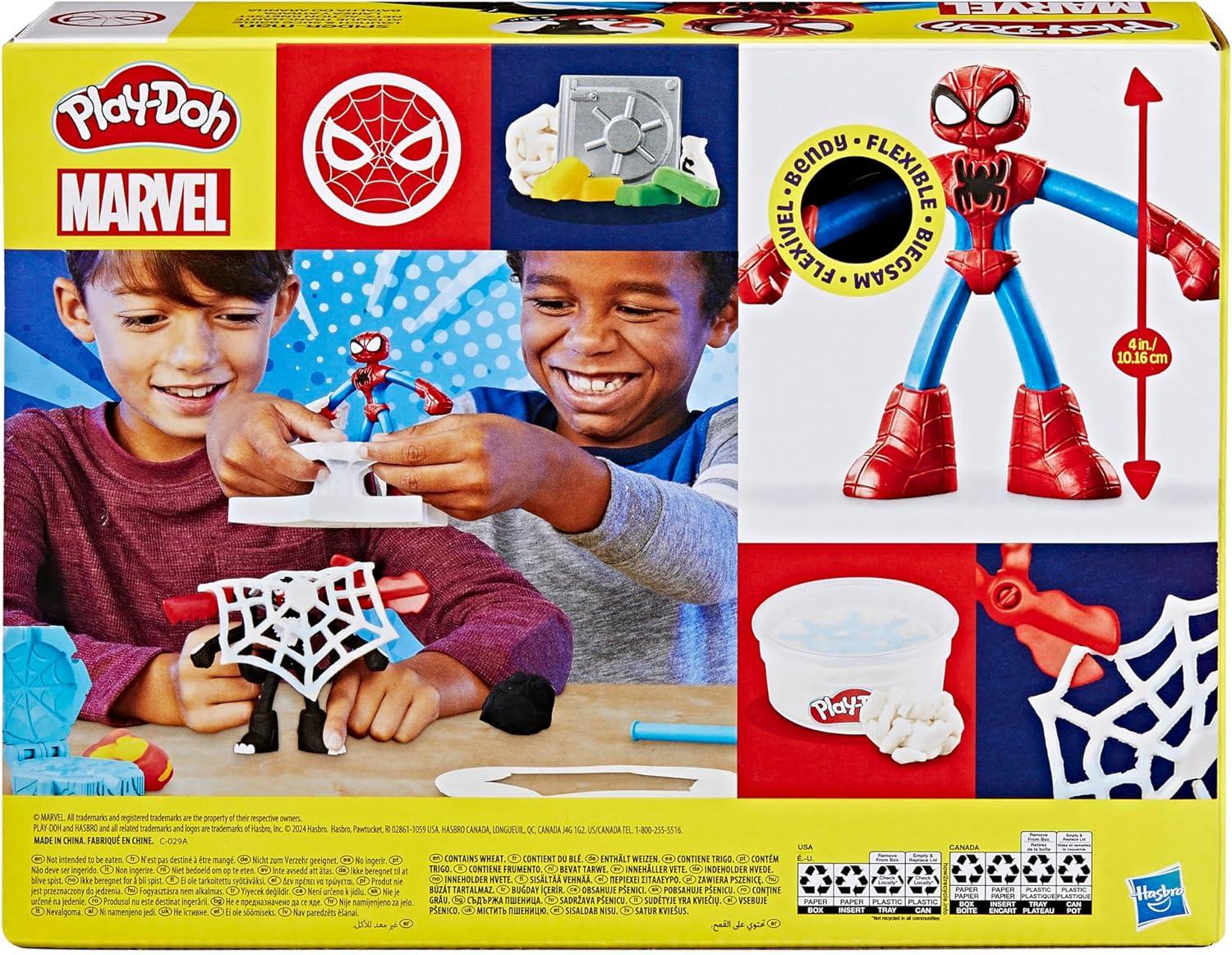 imagePlayDoh Marvel SpiderMan Launch ampamp Slice Battle Playset with 2 Bendy Action Figures and 7 Accessories Imagination Toys for Boys ampamp Girls 4 Years ampamp Up