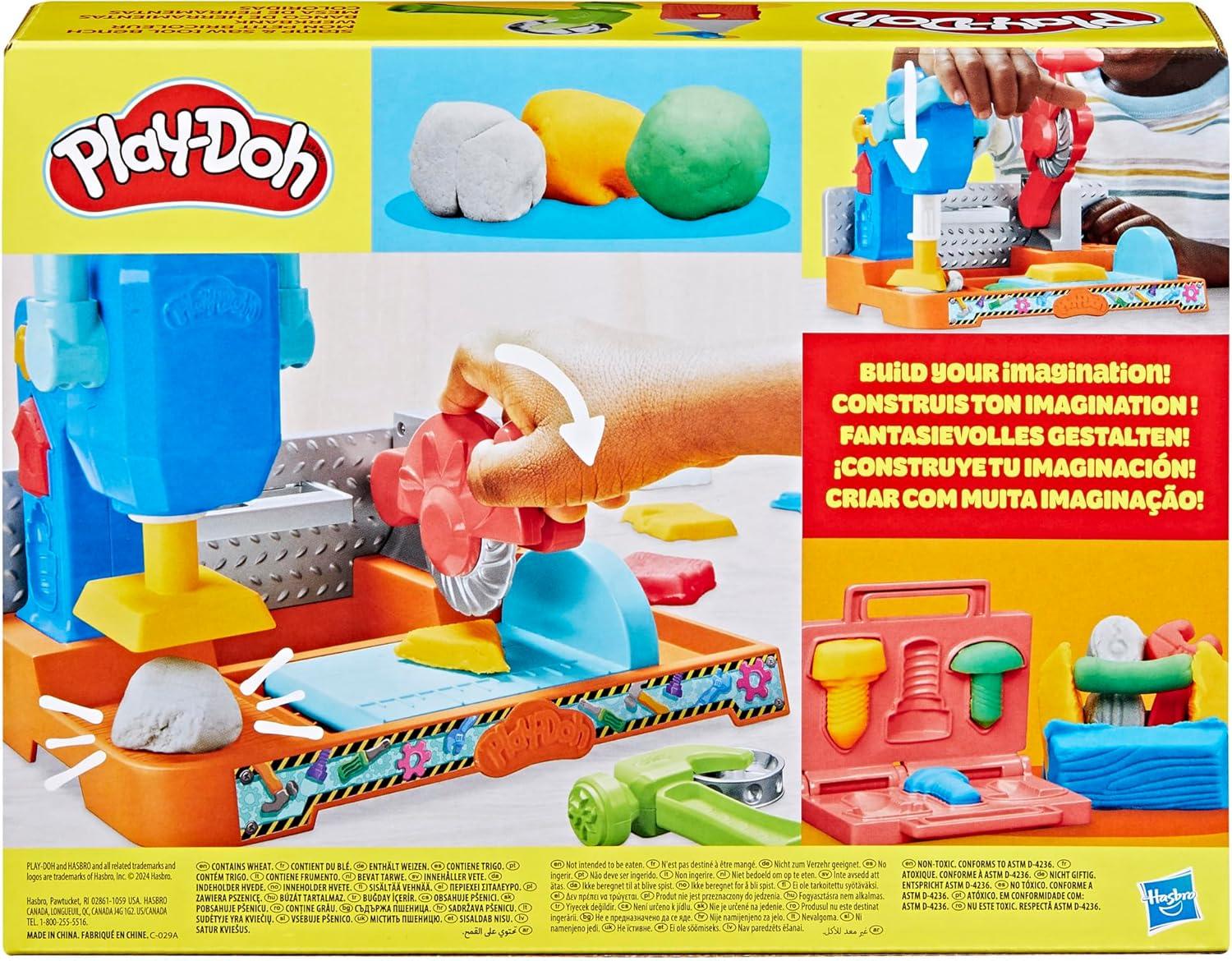 imagePlayDoh Stamp ampamp Saw Tool Bench Playset Construction Toys for Boys ampamp Girls 3 Years ampamp Up Kids Arts ampamp Crafts