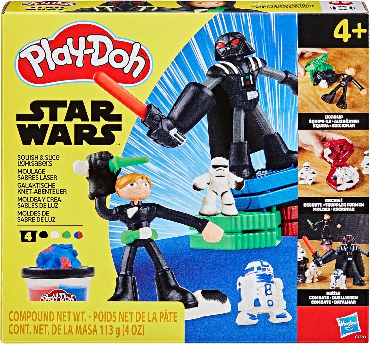 imagePlayDoh Star Wars Squish ampamp Slice Lightsabers Playset Bendy 4 Inch Luke Skywalker ampamp Darth Vader Action Figures Imagination Toys for 4 Year Old Boys ampamp Girls ampamp Up