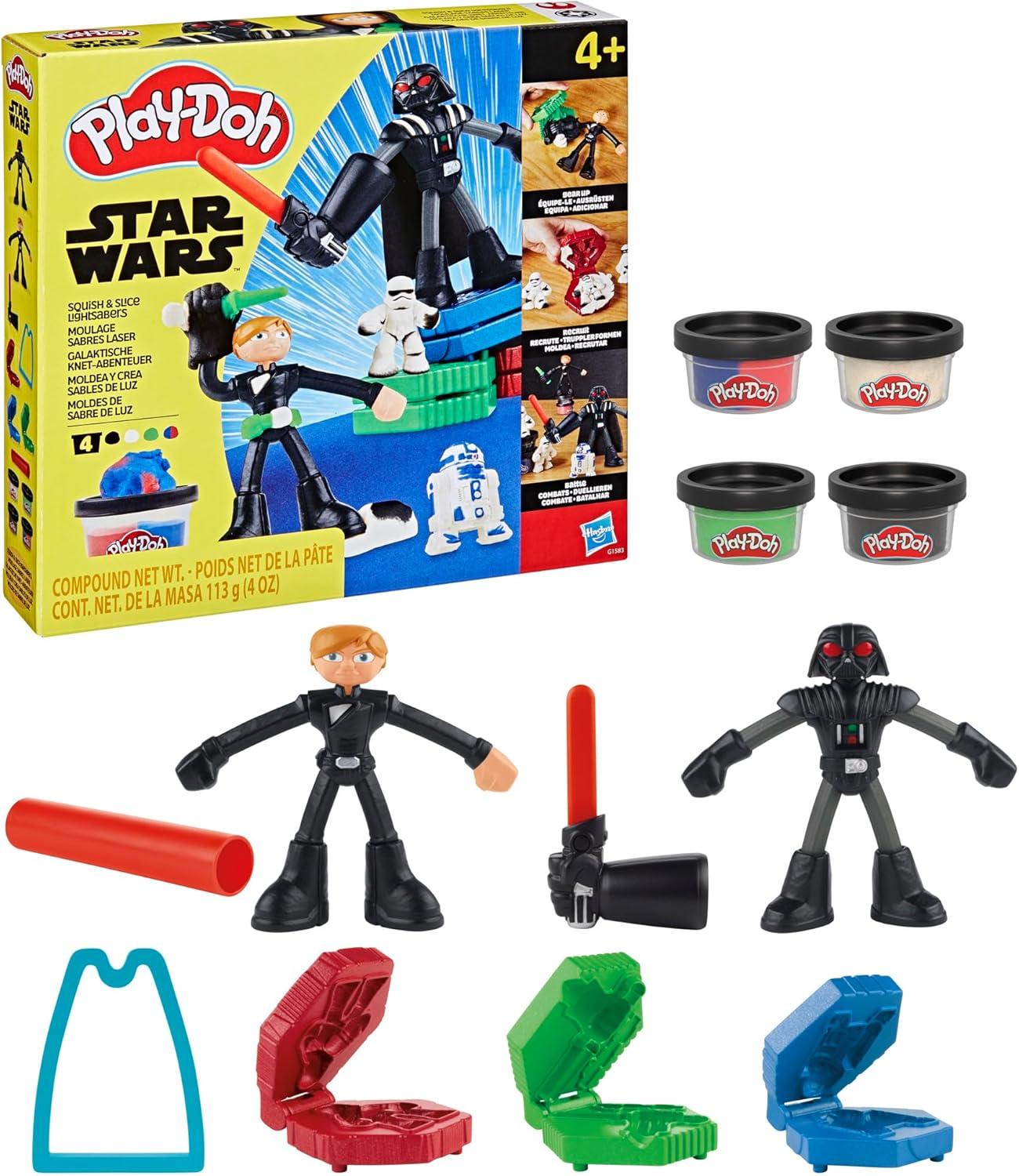 imagePlayDoh Star Wars Squish ampamp Slice Lightsabers Playset Bendy 4 Inch Luke Skywalker ampamp Darth Vader Action Figures Imagination Toys for 4 Year Old Boys ampamp Girls ampamp Up