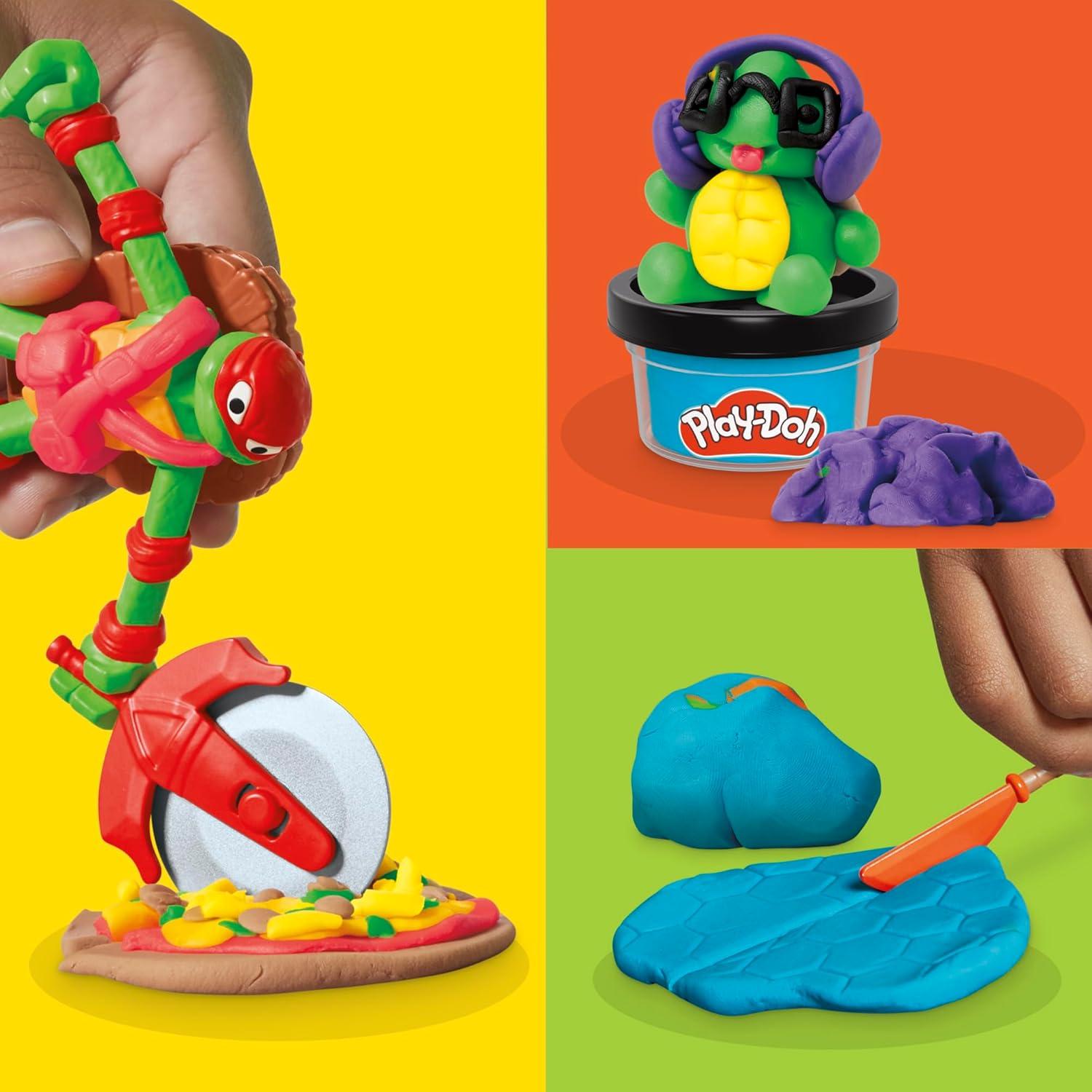imagePlayDoh Teenage Mutant Ninja Turtles Cowabunga Creations Bendy 4 Inch Action Figures Set Kids Arts ampamp Crafts TMNT Toys for Boys ampamp Girls 4