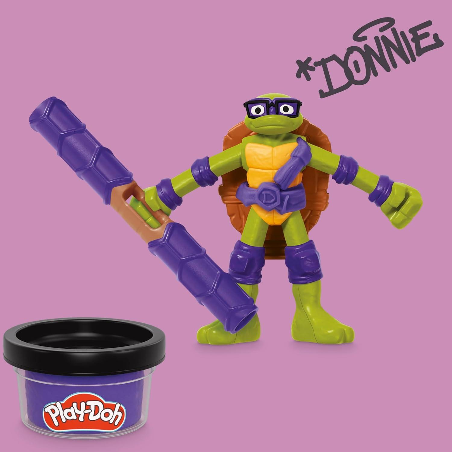imagePlayDoh Teenage Mutant Ninja Turtles Cowabunga Creations Bendy 4 Inch Action Figures Set Kids Arts ampamp Crafts TMNT Toys for Boys ampamp Girls 4