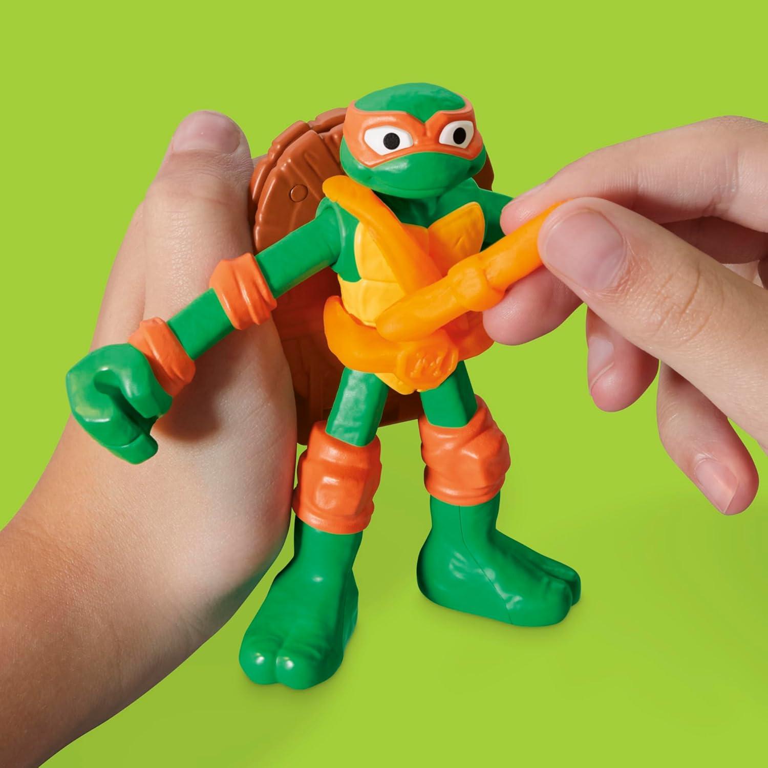 imagePlayDoh Teenage Mutant Ninja Turtles Cowabunga Creations Bendy 4 Inch Action Figures Set Kids Arts ampamp Crafts TMNT Toys for Boys ampamp Girls 4