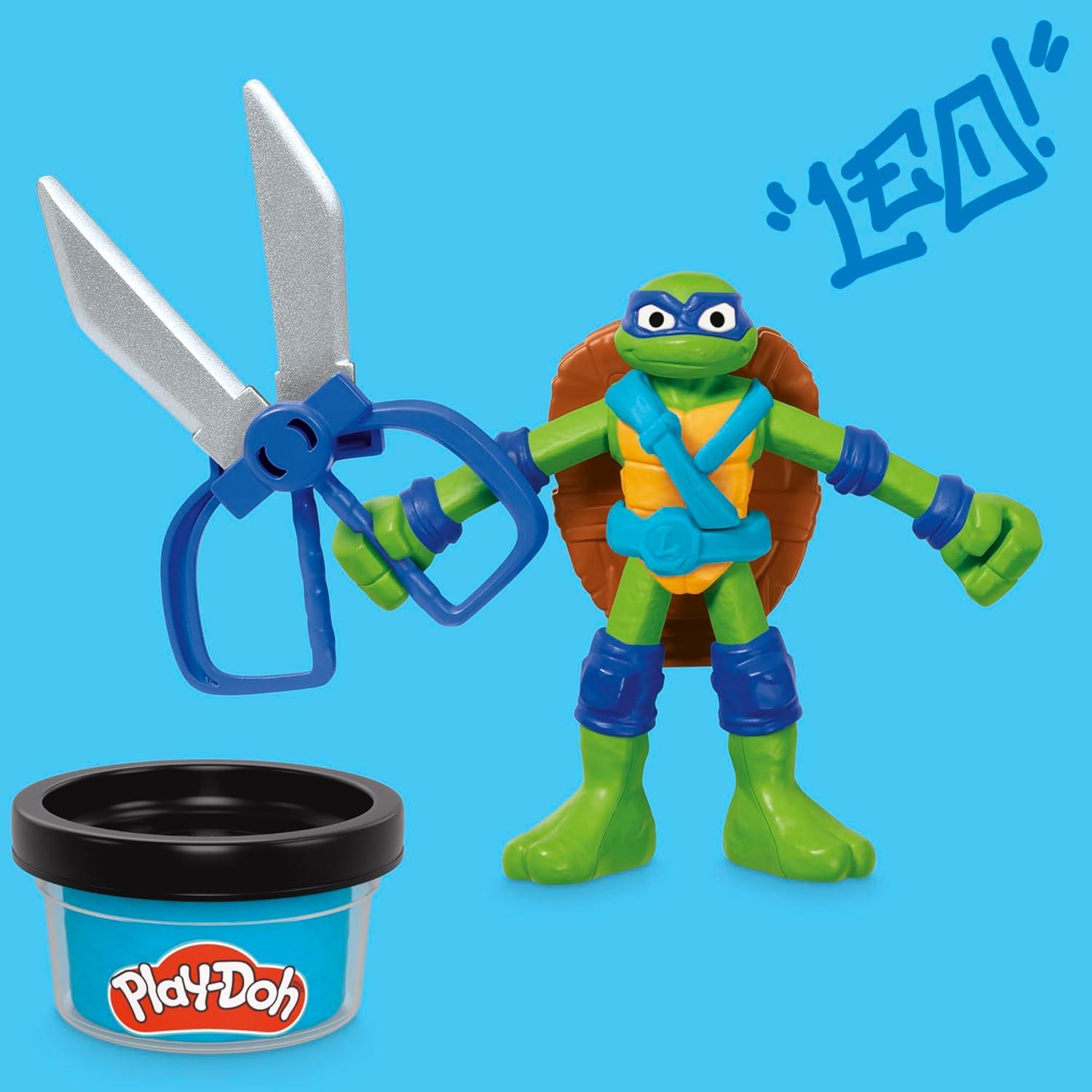 imagePlayDoh Teenage Mutant Ninja Turtles Cowabunga Creations Bendy 4 Inch Action Figures Set Kids Arts ampamp Crafts TMNT Toys for Boys ampamp Girls 4