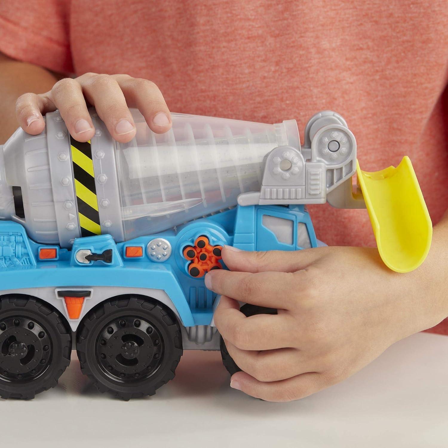 imagePlayDoh Wheels Cement Truck Toy for Kids Ages 3 ampamp Up with NonToxic CementColored Buildin Compound Plus 3 Colors