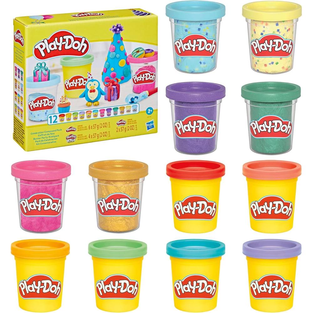 imagePlayDoh 12 Pack Celebration Compound Includes Confetti ampamp Metallic Shine Assort Colors Back to School Gifts Prizes ampamp Party Favors Kids Arts ampamp Crafts Preschool Toys Ages 3