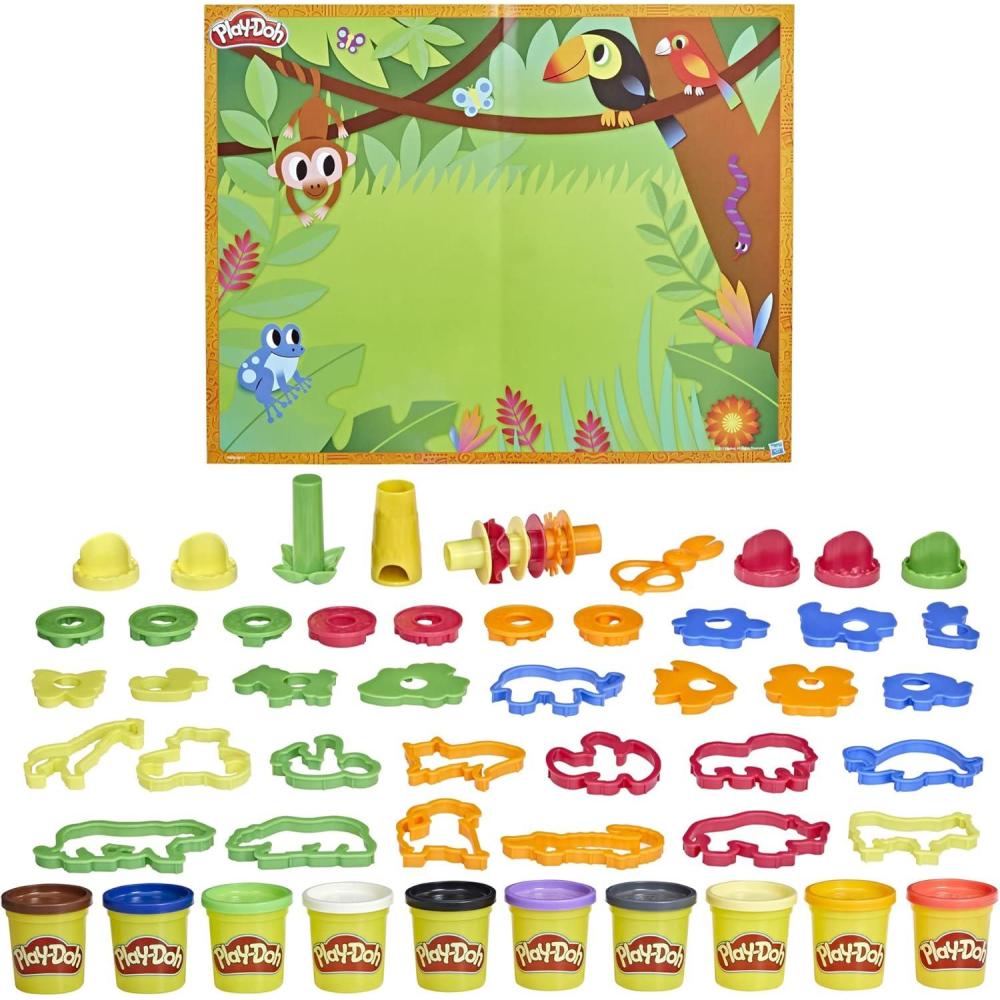 imagePlayDoh Animal Adventure Set Arts and Crafts Toys for 3 Year Old Girls ampamp Boys 45 Tools 10 Cans Amazon Exclusive