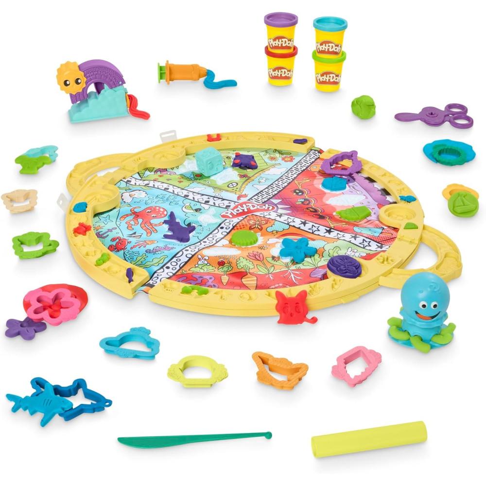 imagePlayDoh Fold ampamp Go Playmat Starter Set with 19 Accessories Preschool Toys for 3 Year Old Girls ampamp Boys ampamp Up Kids Arts ampamp Crafts