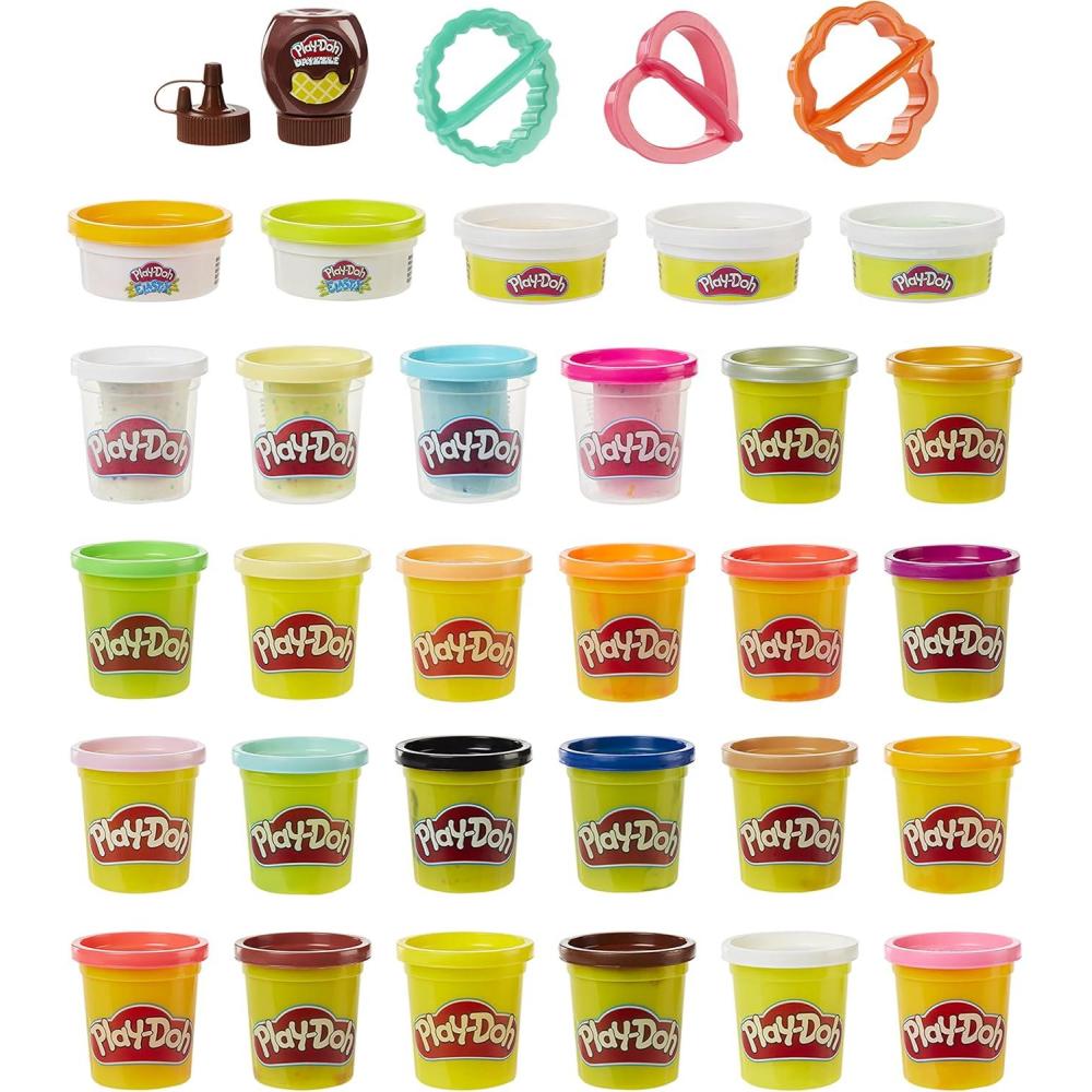 imagePlayDoh Kitchen Creations Cook n Colors Refill Variety Pack with Confetti Elastix Drizzle Metallics and Color Burst NonToxic Amazon Exclusive