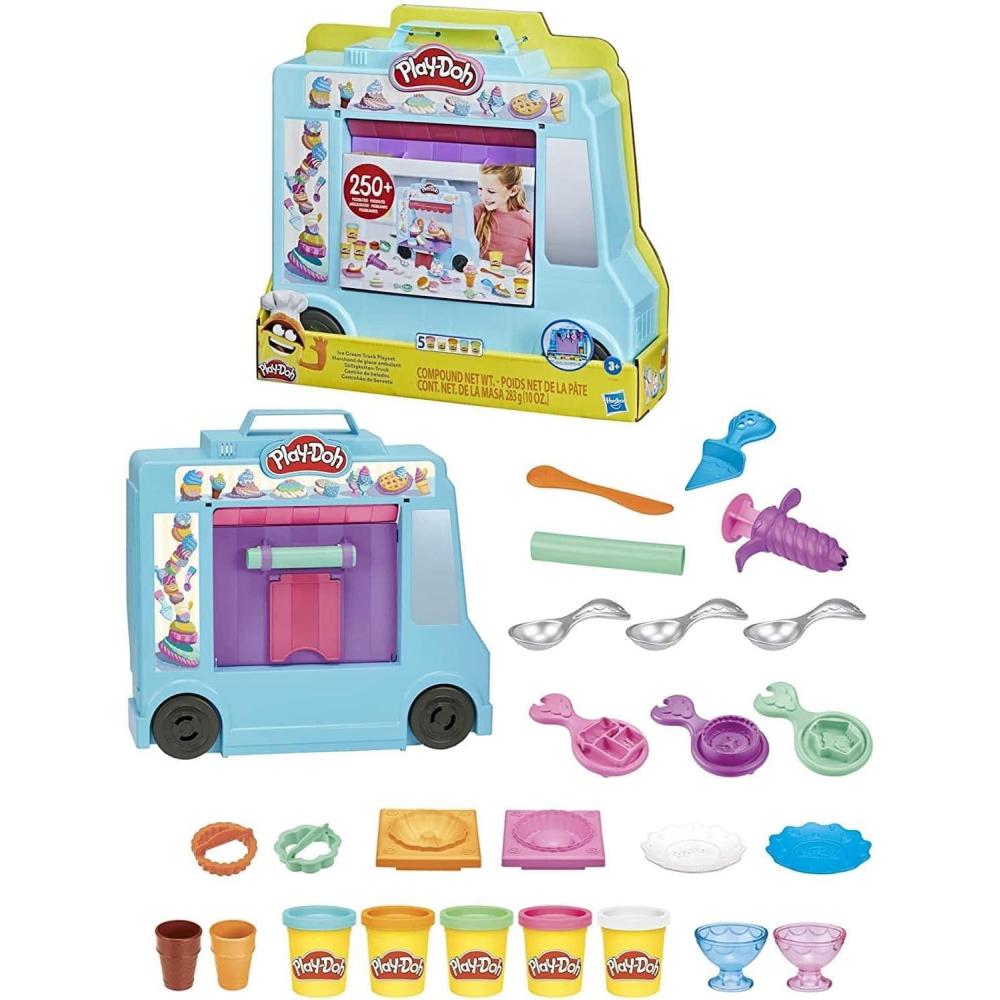 imagePlayDoh Kitchen Creations Ice Cream Truck Toy Playset for Kids 20 Play Kitchen Accessories 5 Colors Preschool Toys for 3 Year Old Girls and Boys and UpStandard Packaging
