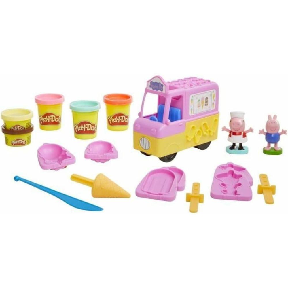 imagePlayDoh Peppas Ice Cream Playset with Truck Peppa Pig and George Figures and 5 NonToxic Modeling Compound Cans Toy for Kids 3 Years and UpFrustrationFree Packaging