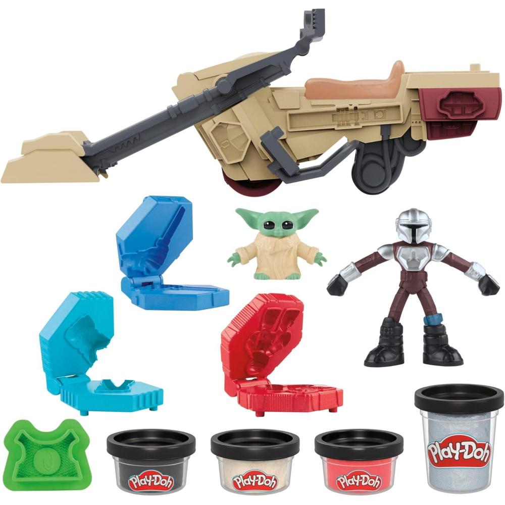 imagePlayDoh Star Wars The Mandalorian Launching Speeder Playset Bendy Grogu ampamp 4 Inch Mando Action Figures Imagination Toys for 4 Year Old Boys ampamp Girls ampamp Up