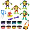 imagePlayDoh Teenage Mutant Ninja Turtles Cowabunga Creations Bendy 4 Inch Action Figures Set Kids Arts ampamp Crafts TMNT Toys for Boys ampamp Girls 4