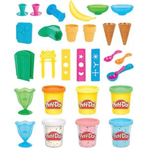 Play Doh Kitchen Creations Ice Cream Party Set with 22 Tools & 6 Colors, 2-Ounce Cans, Back to School Classroom Supplies, Preschool Toys, Ages +3 (Amazon Exclusive)(Ice Cream Party Playset)