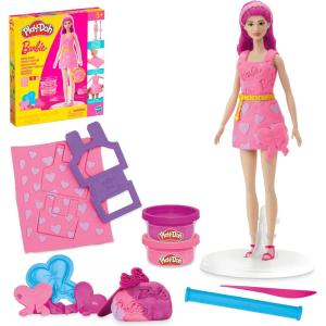 Play-Doh Barbie Hearts and Hair Set, Make Doll Clothes with Modeling Compound & 10 Fashion Accessories, Arts & Crafts for Girls & Boys, Kids, 5+