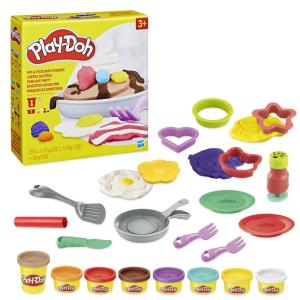 Play-Doh Kitchen Creations Flip ‘n Pancakes Set with 14 Accessories & 8 Cans, Back to School Class Room Supplies, Food & Cooking Toys for Kids, Preschool Toys, Ages 3+