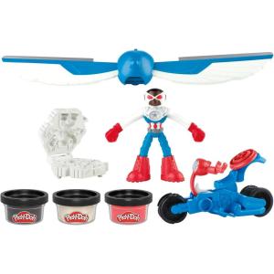 Play-Doh Marvel Captain America Moto-Slicer Playset with Bendy Action Figure, 3 Accessories, Imagination Toys for Kids 4 Years & Up