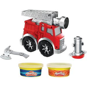 Play-Doh Wheels Fire Engine Playset with 2 Non-Toxic Modeling Compound Cans Including Water and Fire Colors, Firetruck Toy for Kids 3 and Up