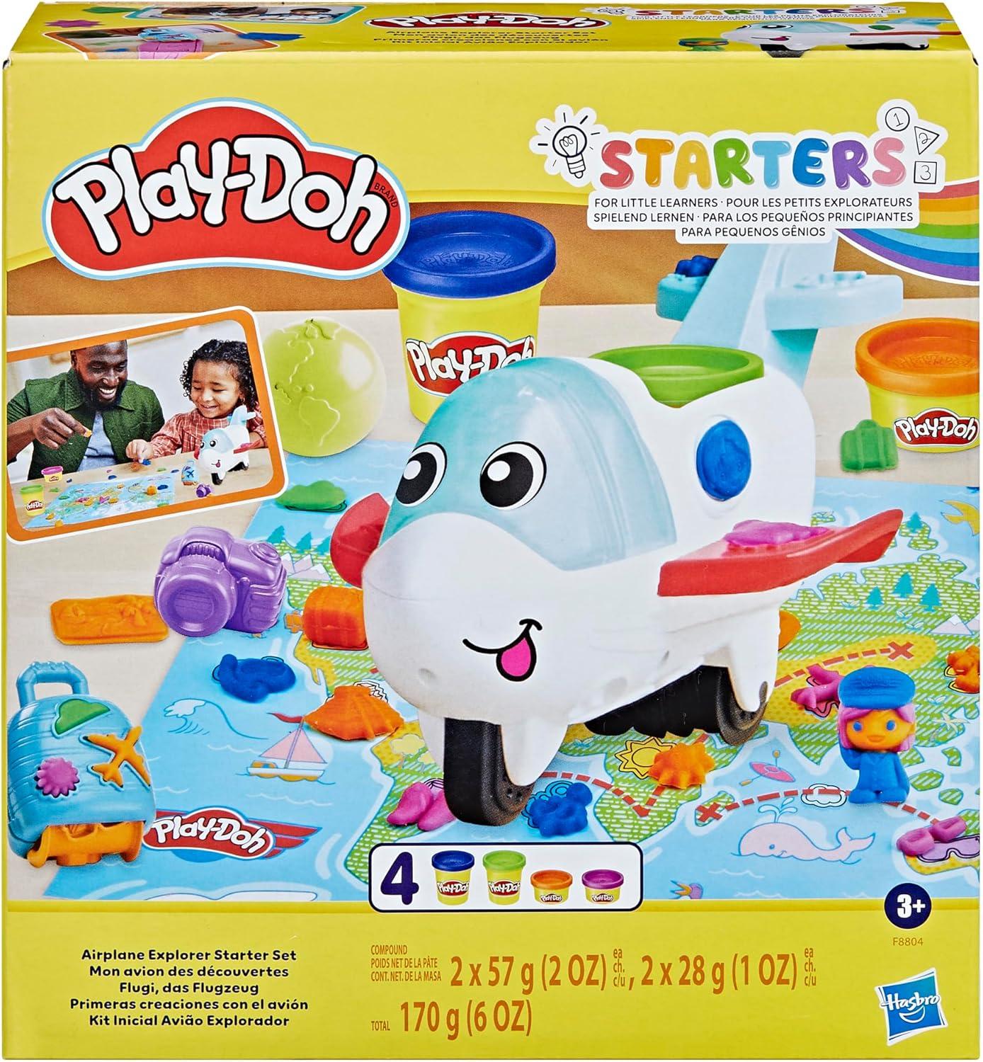 imagePlayDoh Airplane Explorer Starter Set Preschool Toys for 3 Year Old Girls ampamp Boys ampamp Up with Jet World Map Playmat 3 Accessories ampamp 4 Modeling Compound Colors