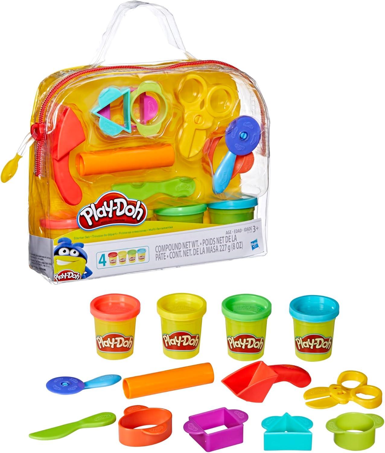 imagePlayDoh Starter Set 9Piece Kit with Storage Tote ampamp 4 Modeling Compound Cans Arts and Crafts for Kids Back to School Classroom Supplies Preschool Toys Ages 3Starter Set
