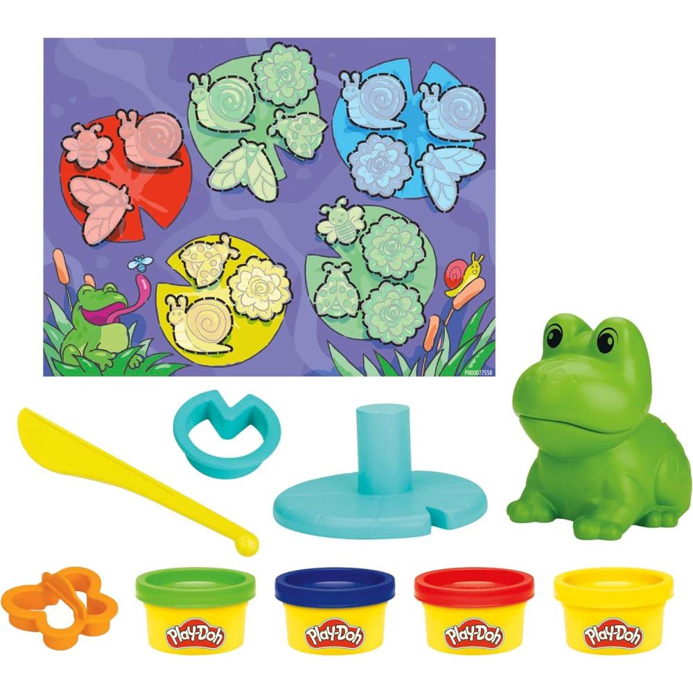 imagePlayDoh Frog n Colors Starter Set with Playmat Preschool Toys for 3 Year Old Girls ampamp Boys ampamp Up Preschool Crafts Frog Toy ampamp 4 Modeling Compound ColorsFrog n Colors Starter Set