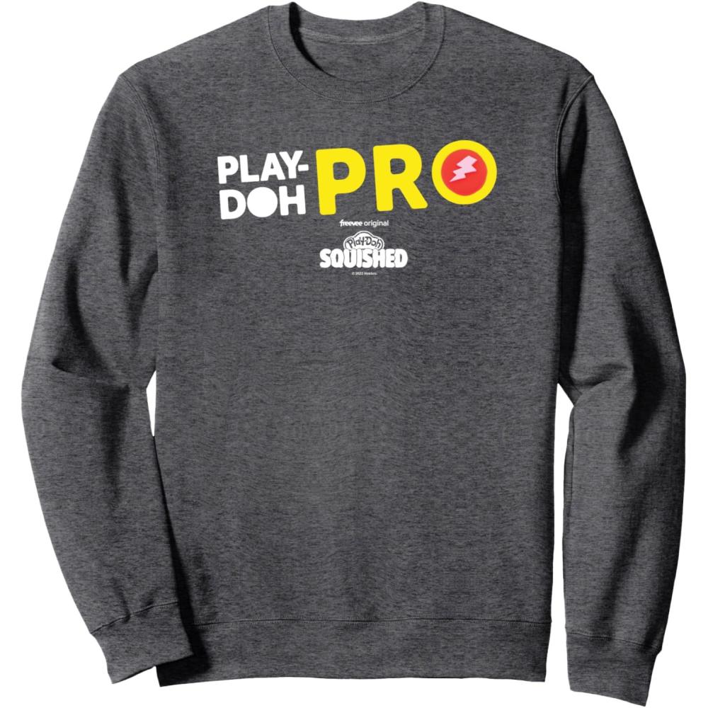 imagePlayDoh Squished Center PlayDoh Pro Bold Lightning Logo SweatshirtDark Heather Grey
