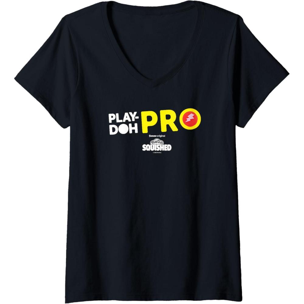 imagePlayDoh Squished Center PlayDoh Pro Bold Lightning Logo VNeck TShirtBlack