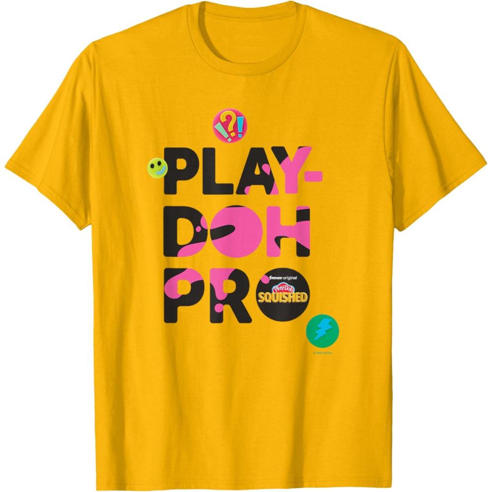 imagePlayDoh Squished Pro Center Bold Filled Logo TShirtGolden Yellow