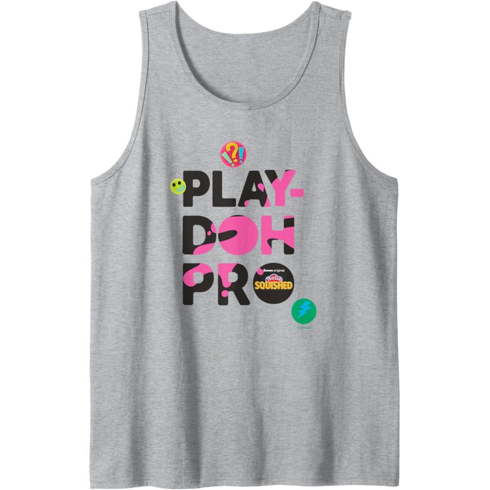 imagePlayDoh Squished Pro Center Bold Filled Logo Tank TopHeather Grey