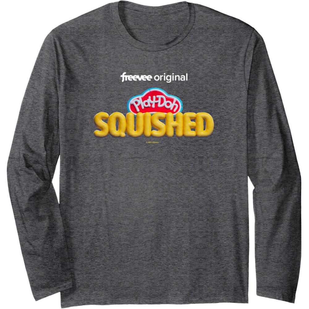 imagePlayDoh Squished Retro Classic Dough Logo Long Sleeve TShirtDark Heather Grey