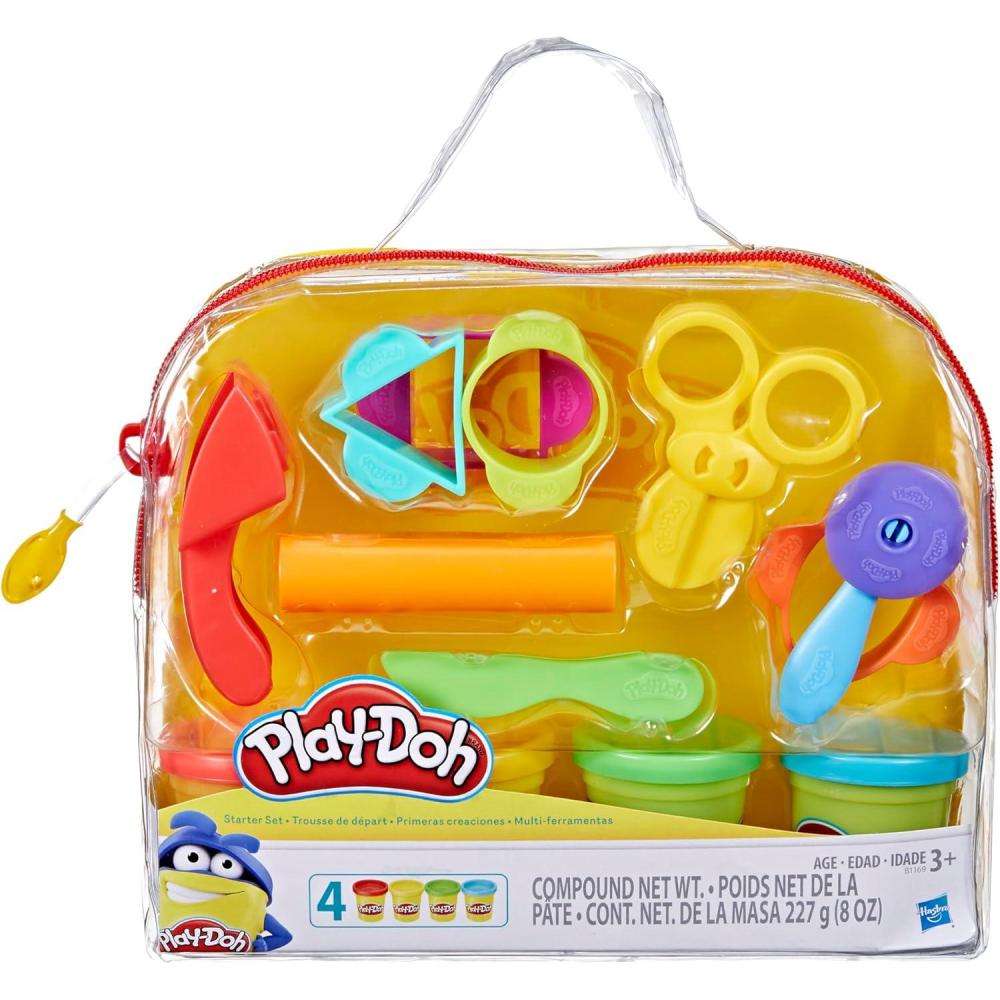 imagePlayDoh Starter Set 9Piece Kit with Storage Tote ampamp 4 Modeling Compound Cans Arts and Crafts for Kids Back to School Classroom Supplies Preschool Toys Ages 3Starter Set