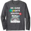 imagePlayDoh Squished Imagine Create Repeat Rainbow Stack Logo Long Sleeve TShirtDark Heather Grey