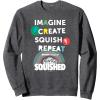 imagePlayDoh Squished Imagine Create Repeat Rainbow Stack Logo SweatshirtDark Heather Grey